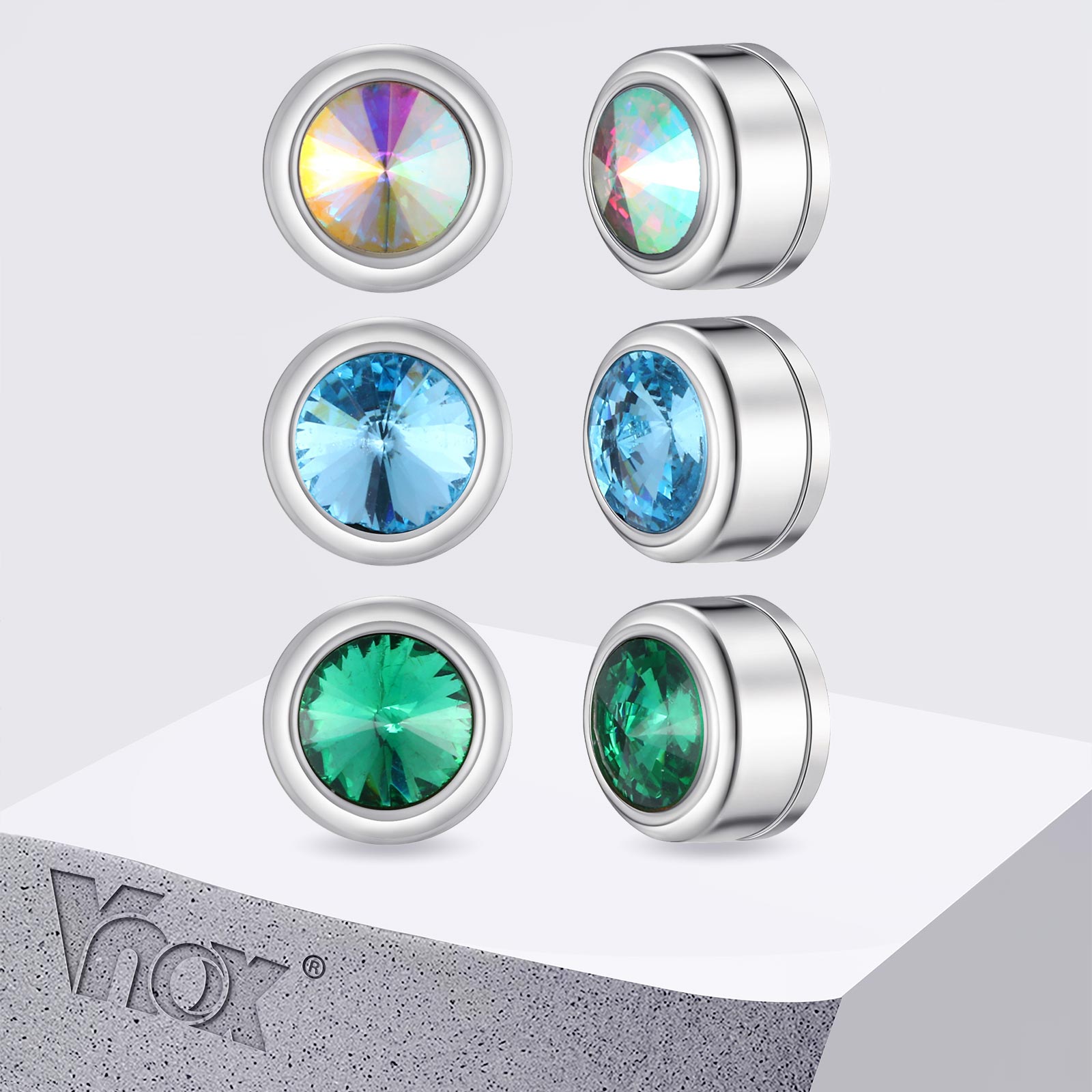 Body Jewelry Hypoallergenic - Vnox Magnetic Zircon Stud Earrings for