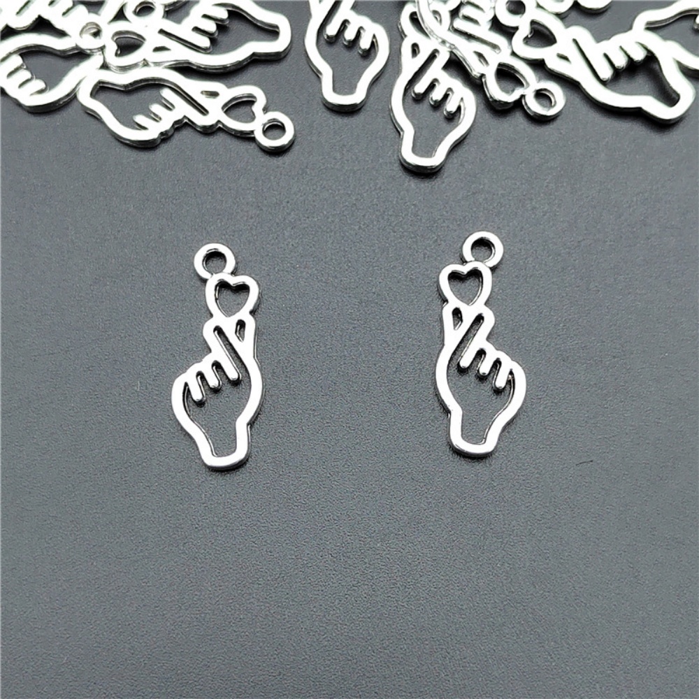 Body Jewelry Y2K - 10-100pcs Finger Heart Diy Jewelry Charms