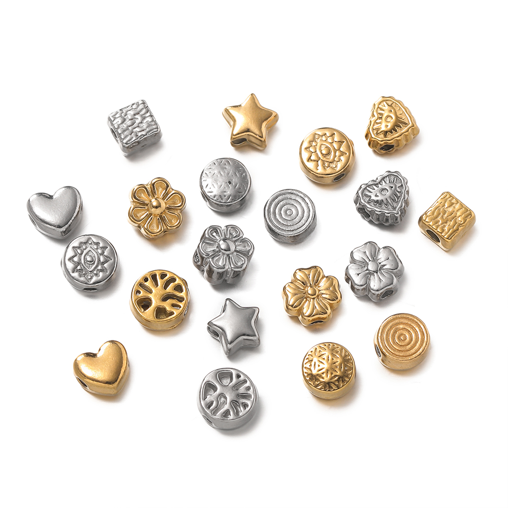 Body Jewelry Diy - 10Pcs/Pack Stainless Steel Various Shape Gold