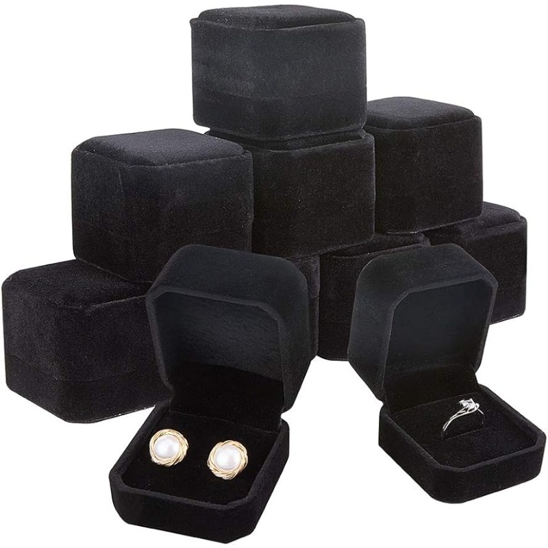 Body Jewelry Display - 10 Pack Velvet Ring Box Earring