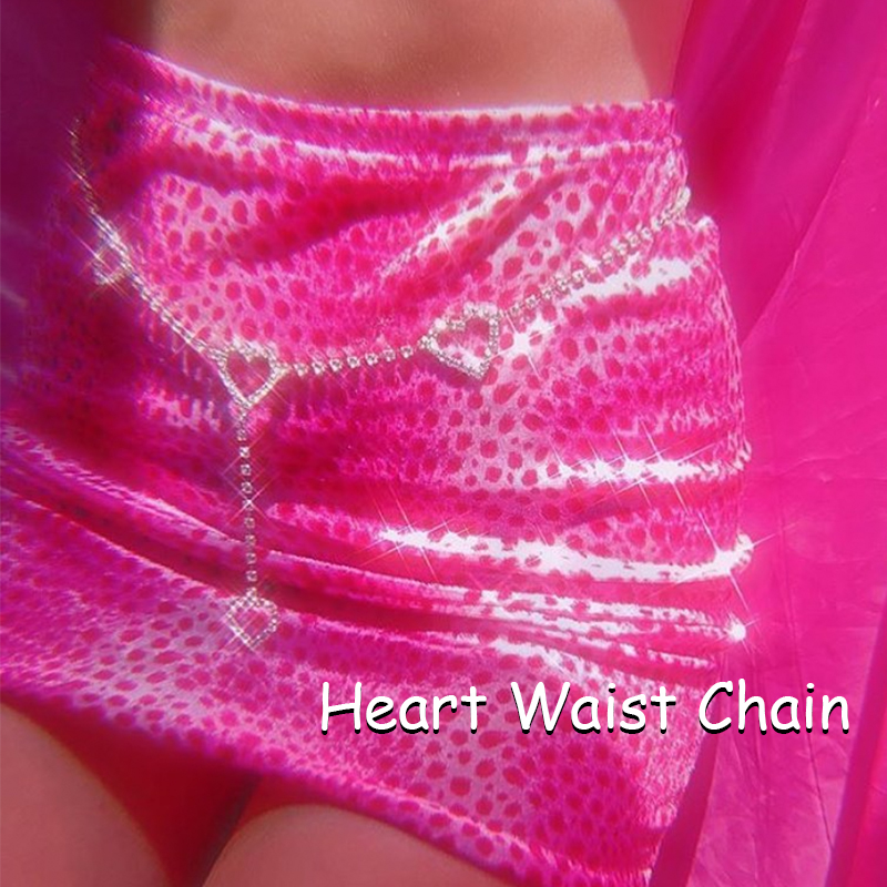 Body Jewelry Y2K - 2000s Aesthetic Shiny Crystal Heart Waist