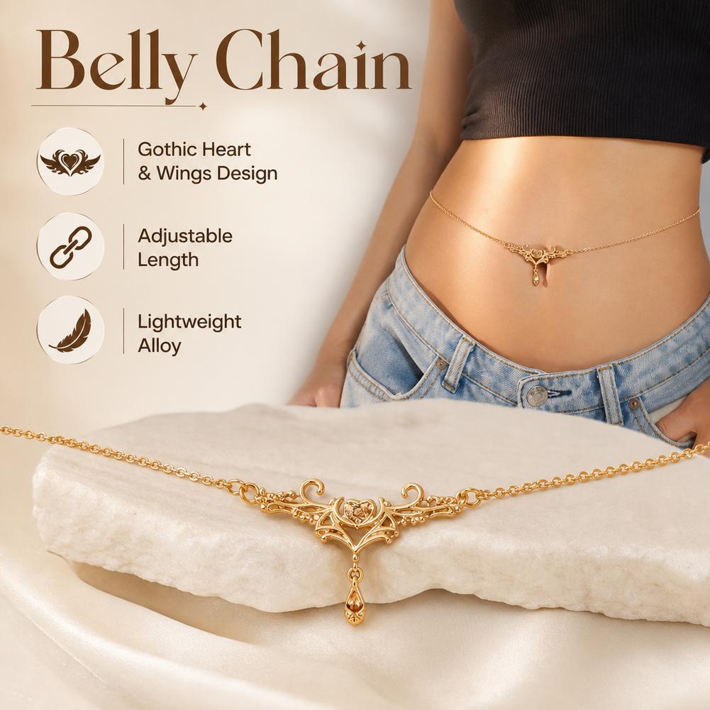 Gothic Heart Flame Waist Chain - Body Jewelry Y2K ulasan dan harga