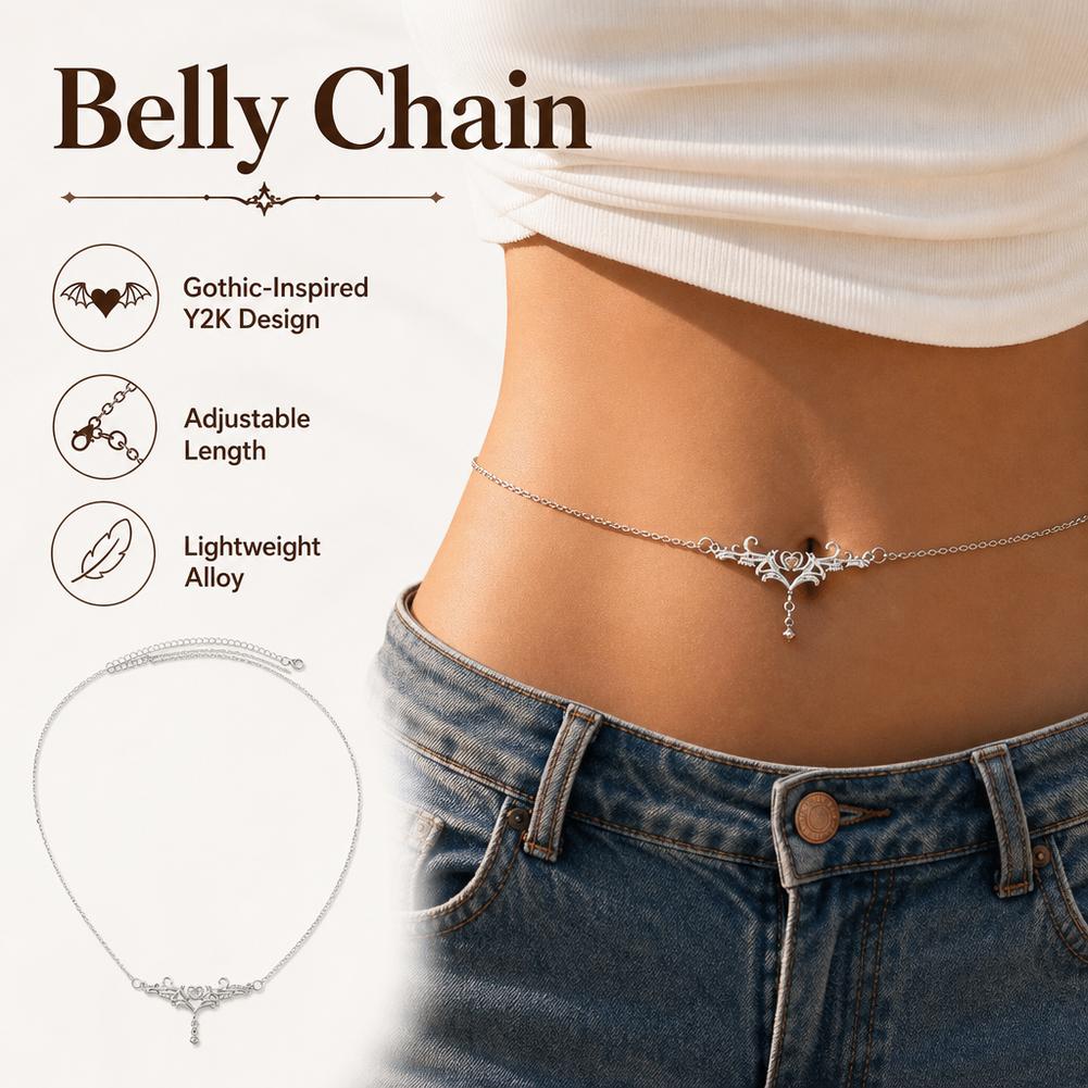 Gothic Heart Flame Waist Chain - Body Jewelry Y2K ulasan dan harga