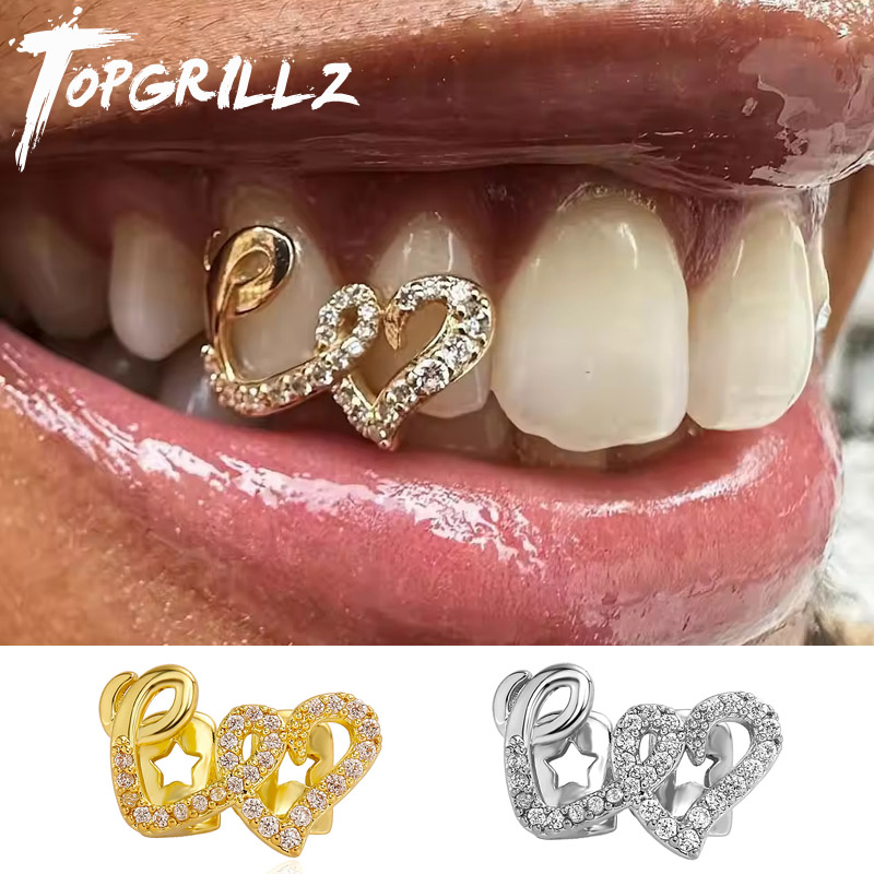TOPGRILLZ Double Heart Teeth C - Body Jewelry Men ulasan dan harga
