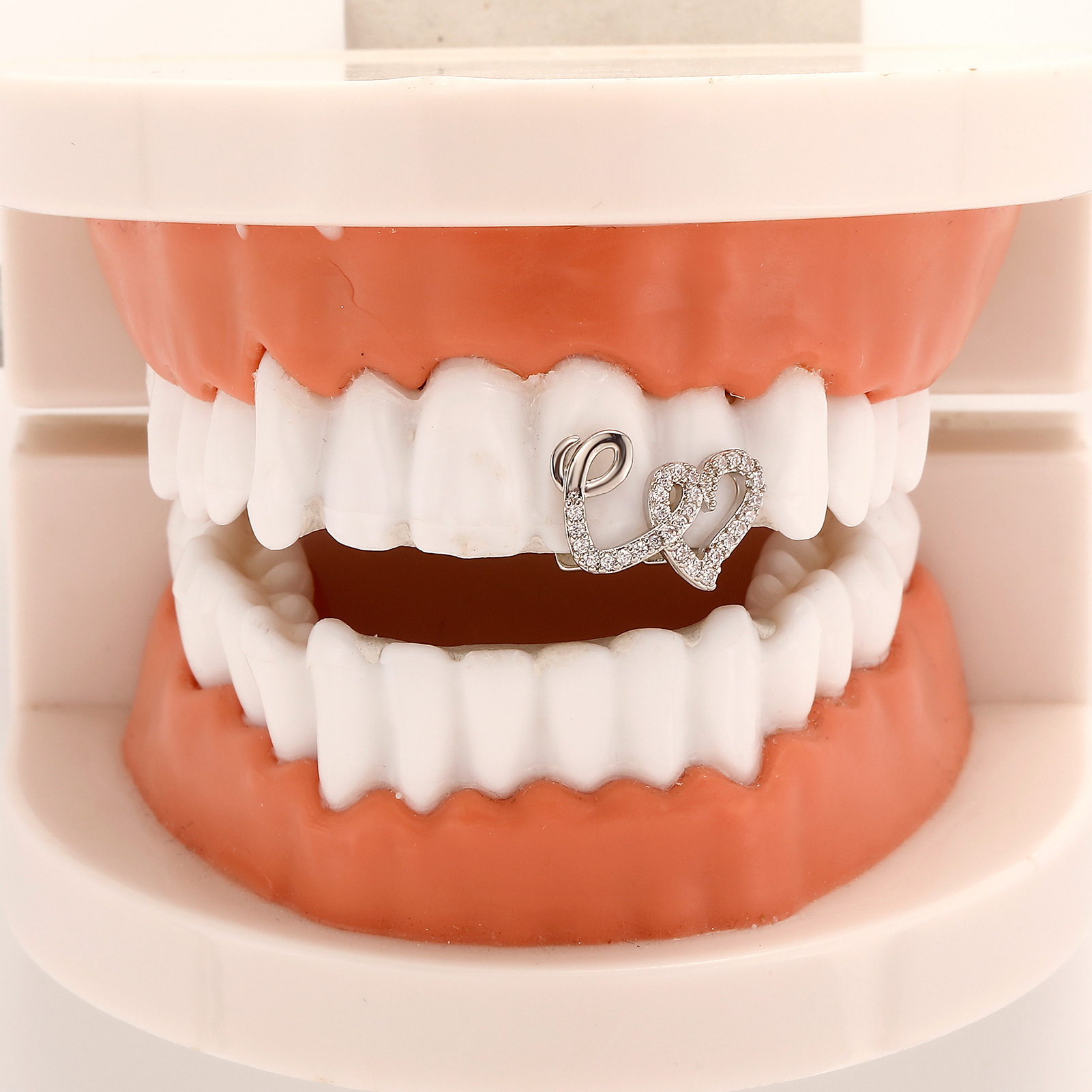 TOPGRILLZ Double Heart Teeth C - Body Jewelry Men ulasan dan harga