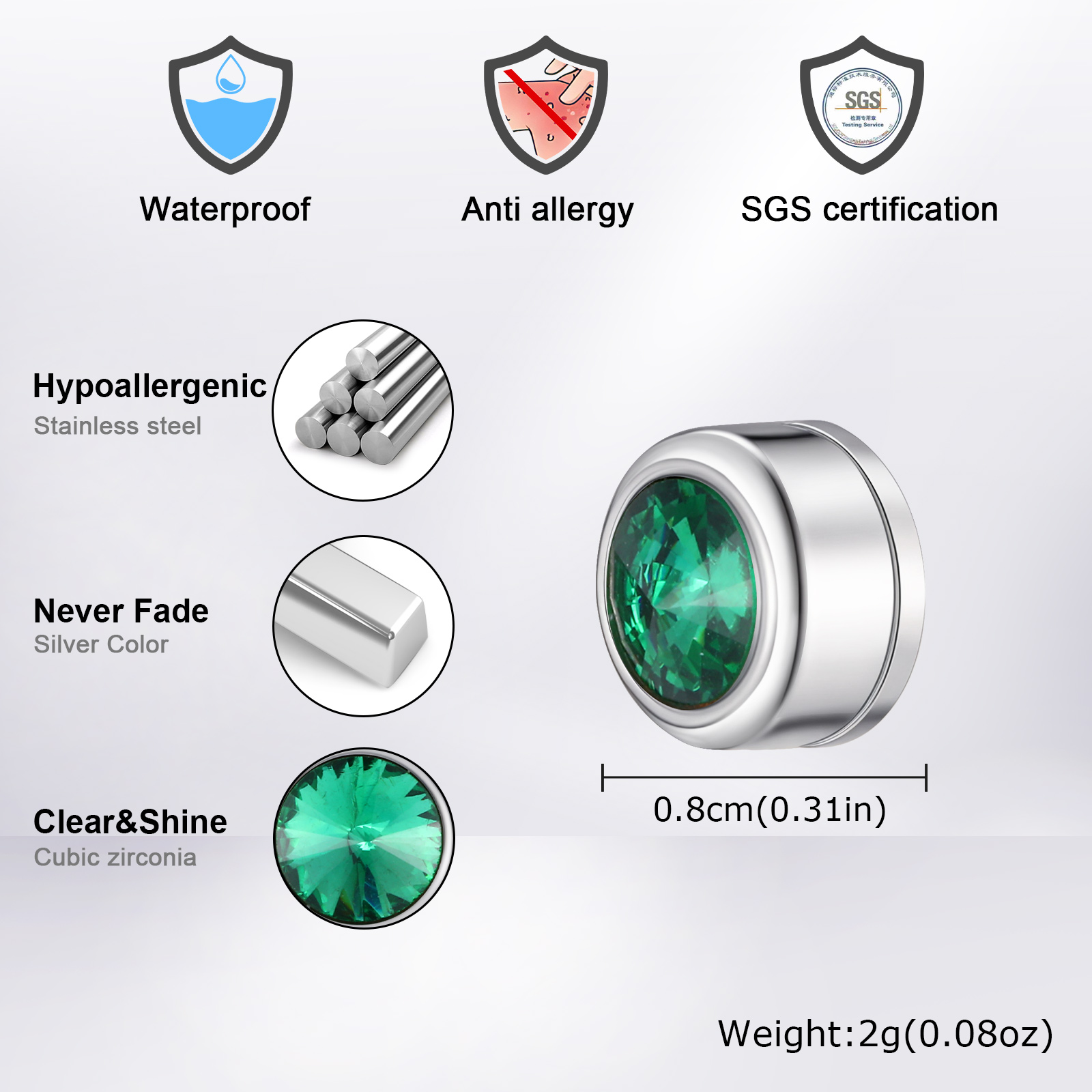 Vnox Magnetic Zircon Stud Earr - Body Jewelry Hypoallergenic ulasan dan harga