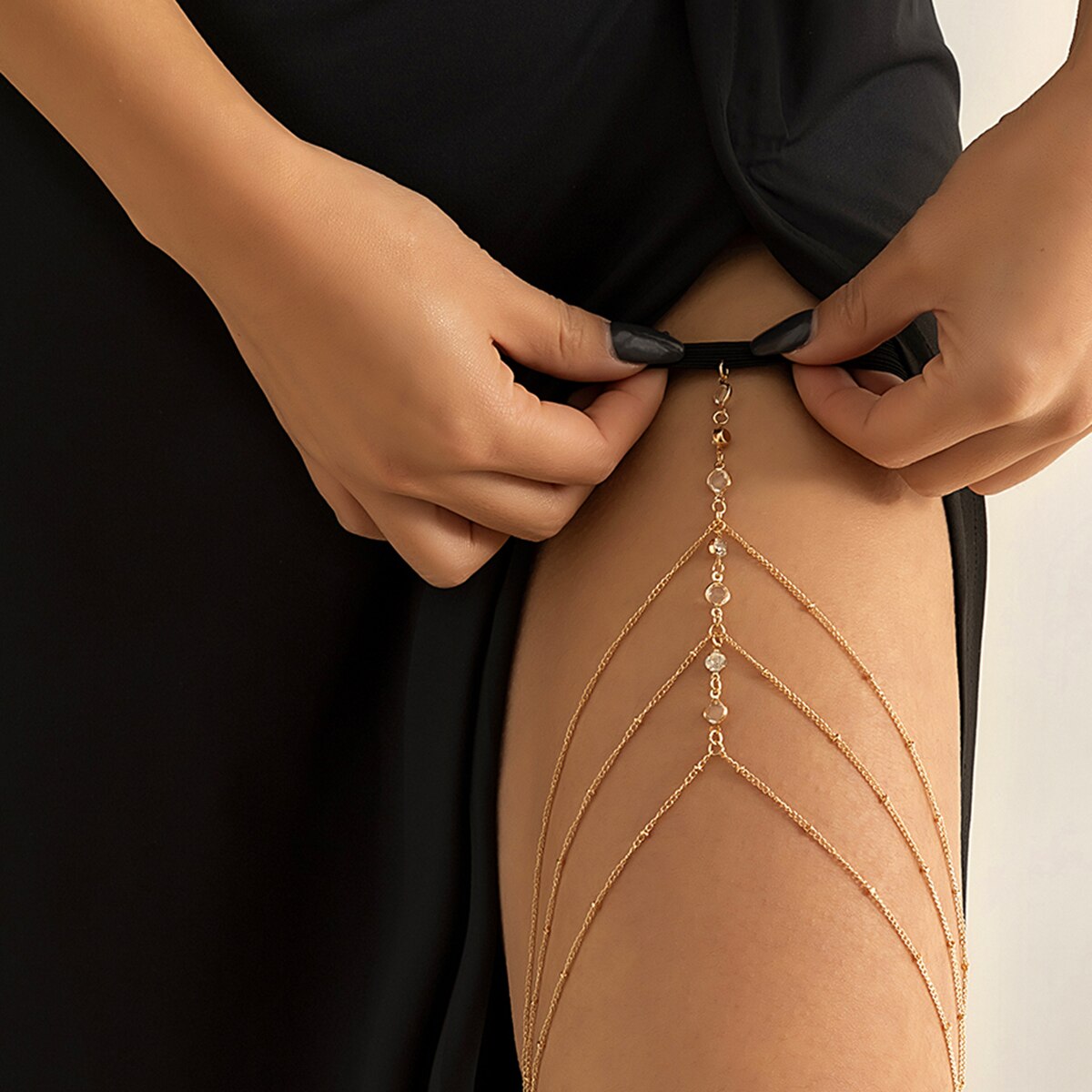 Boho Elastic Band Crystal Leg  - Body Jewelry Dress ulasan dan harga