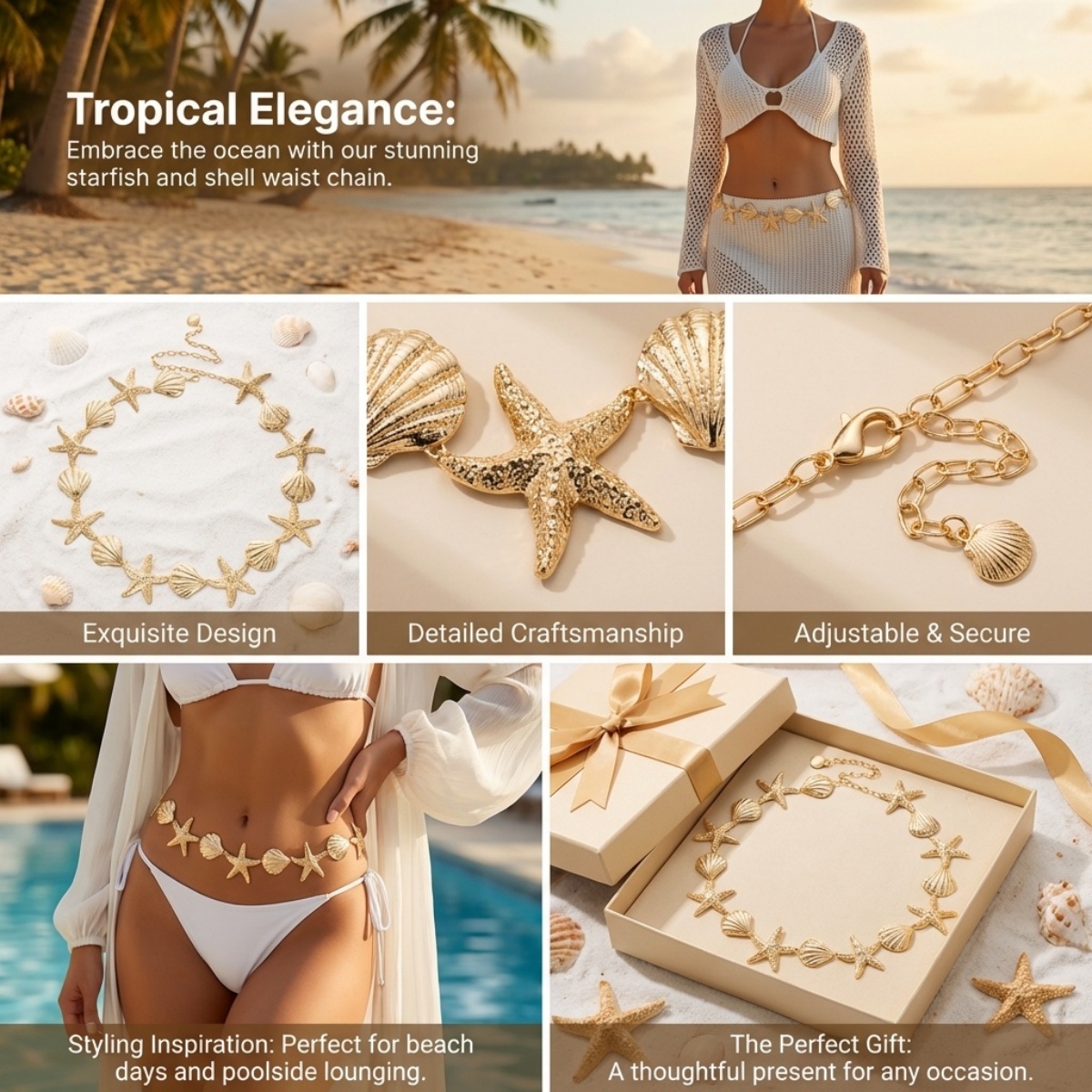 Summer Beach Metal Starfish Sh - Body Jewelry Men ulasan dan harga