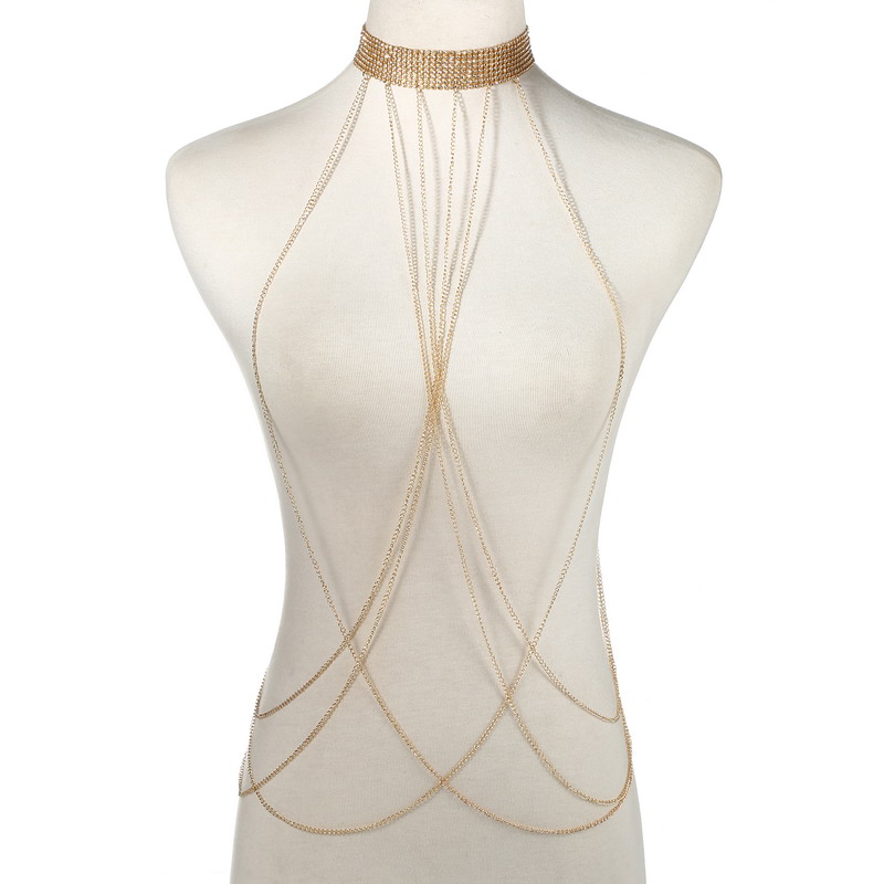 Gold Color Body Chain Women  R - Body Jewelry Rhinestone ulasan dan harga