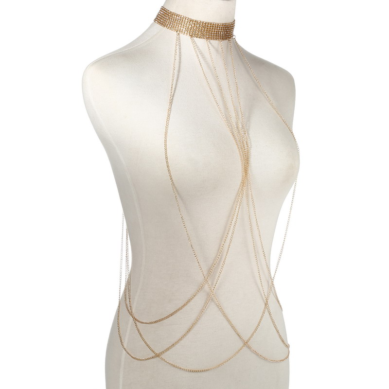 Gold Color Body Chain Women  R - Body Jewelry Rhinestone ulasan dan harga