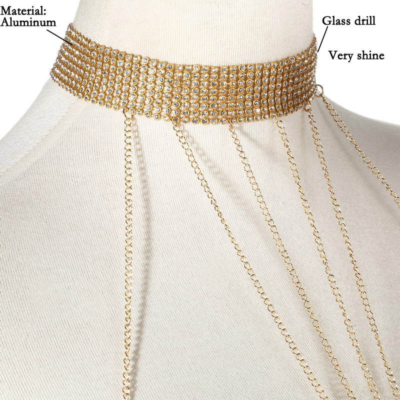 Gold Color Body Chain Women  R - Body Jewelry Rhinestone ulasan dan harga