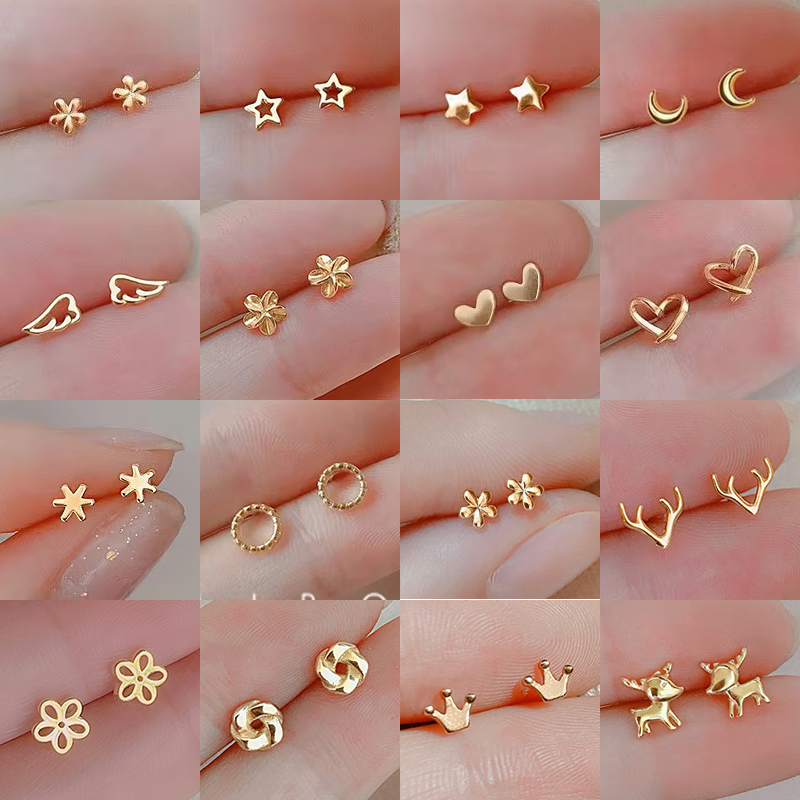 Korean Minimalism Gold Color S - Body Jewelry Hypoallergenic ulasan dan harga