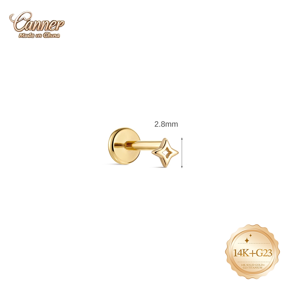CANNER 14K Solid Gold Hollow S - Body Jewelry Hypoallergenic ulasan dan harga