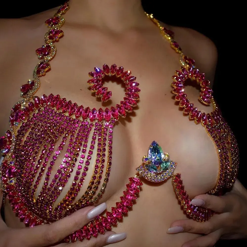 Rave Pink Crystal Chest Bracke - Body Jewelry Dress ulasan dan harga