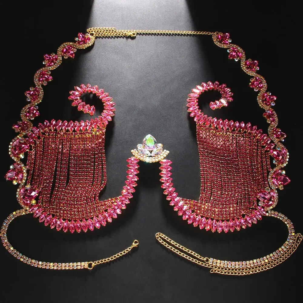 Rave Pink Crystal Chest Bracke - Body Jewelry Dress ulasan dan harga