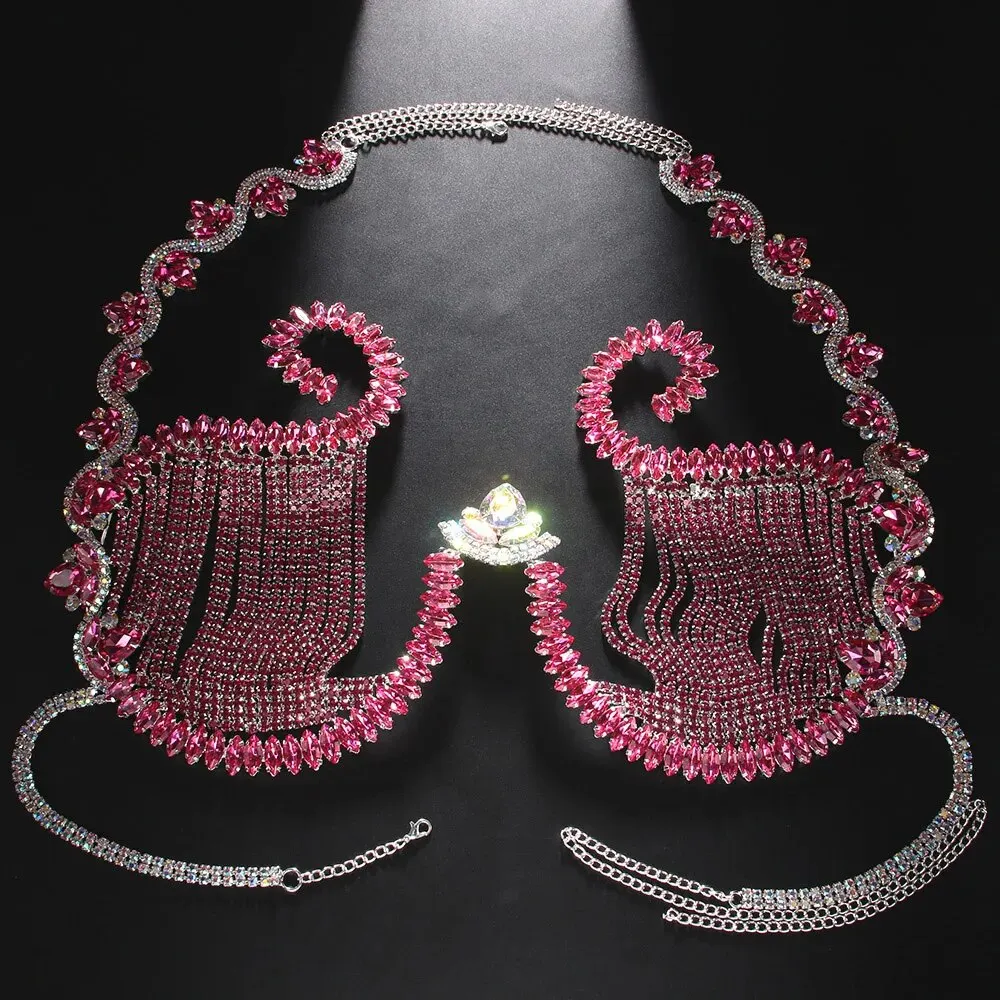 Rave Pink Crystal Chest Bracke - Body Jewelry Dress ulasan dan harga