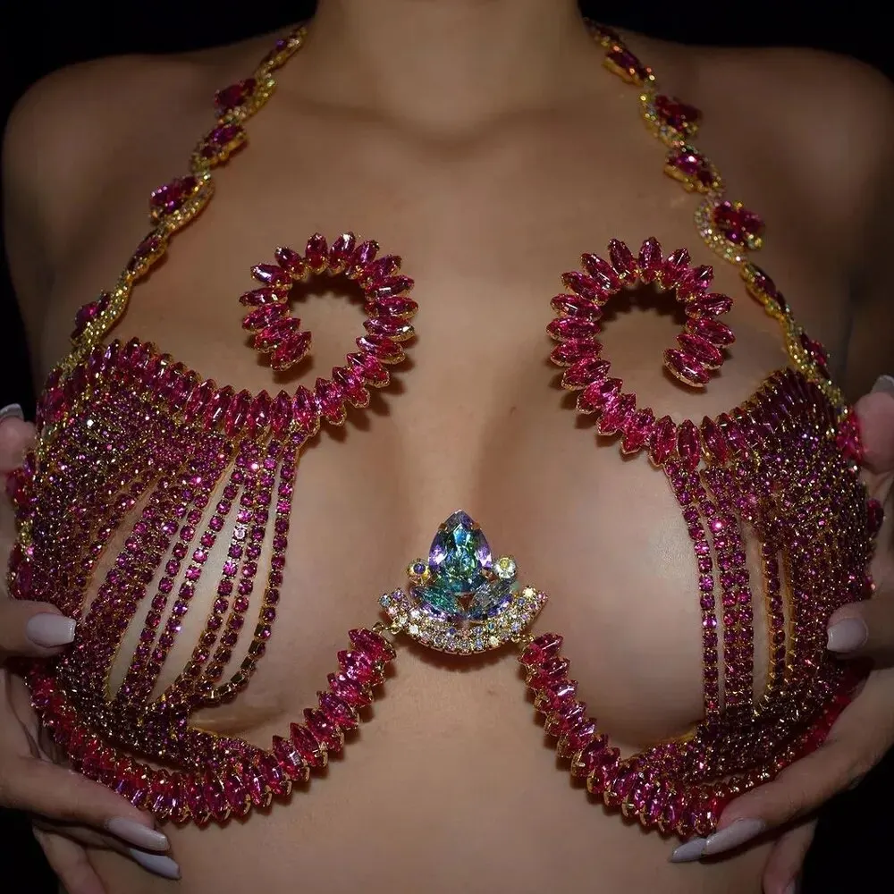 Rave Pink Crystal Chest Bracke - Body Jewelry Dress ulasan dan harga