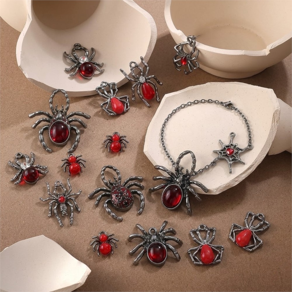 5pcs Gothic Black Spider Charm - Body Jewelry Y2K ulasan dan harga