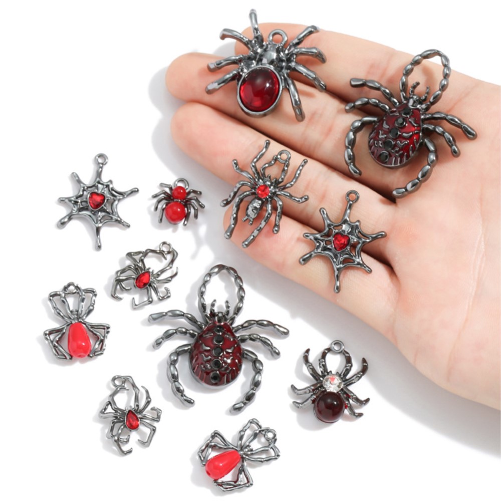 5pcs Gothic Black Spider Charm - Body Jewelry Y2K ulasan dan harga