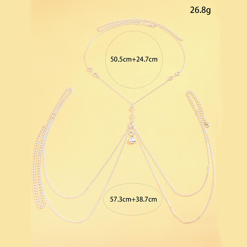 Women Silver Tone Body Chain C - Body Jewelry Y2K ulasan dan harga